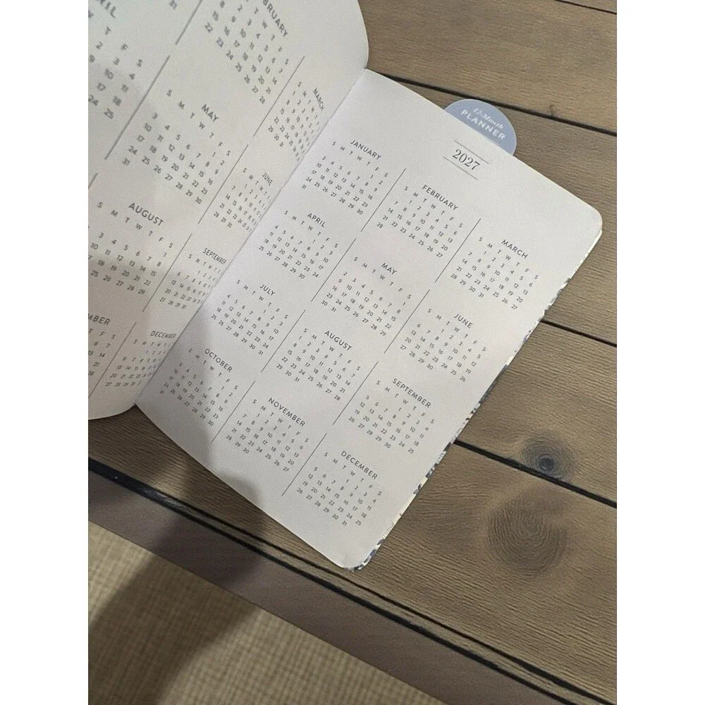 Eccolo World Planner Floral Hardcover Daily Weekly Calendar Organizer BLUE/WHITE